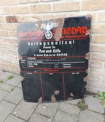 Duitse WO2 NSDAP Informatiebord emaille